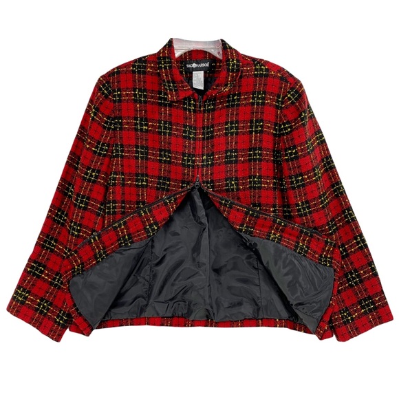 Zipper Front Plaid Tweed Blazer by Sag Harbor - Picture 6 of 15